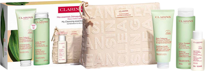 Zestaw do pielęgnacji twarzy Clarins Hydrating Pianka do mycia twarzy 125 ml + Balsam tonizujący 200 ml + Mleczko do demakijażu 50 ml + Kosmetyczka (3666057327353)