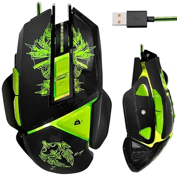 Дротова ігрова мишка RGB 7200dpi USB оптична для ПК чорна модель Pgs 302