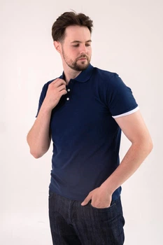Футболка поло мужская TvoePolo однотонное XXL Синее (5718-10xxl)