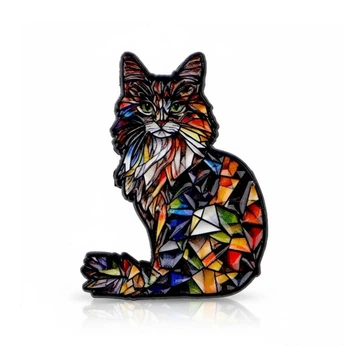 Значок BROCHE брошь бижутерия Мозаика Животные Кот разноцветный BRGV115323