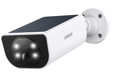 Зовнішня бездротова камера AOQEE S1 2K з сонячною панеллю, біла (my-17216)