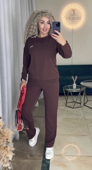Жіночий спортивний костюм (светр + штани) Uaclothes 50-52 Коричневий (like34105-145121358)