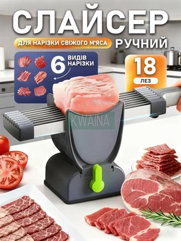 Ручной слайсер-мясорубка 2в1 для мяса и продуктов, механический кухонный слайсер для нарезки и измельчения, 2 сменные насадки