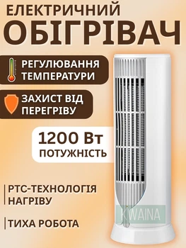 Электрический обогреватель 1200 Вт с PTC-нагревом и термостатом, энергоэффективный тепловентилятор для дома и офиса