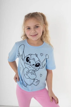 Футболка для дівчаток АвексТекс 03-1797-03Н 98 см небесно-блакитний stitch