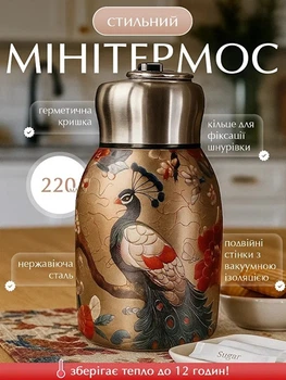 Термос для води, чаю та інших гарячих напоїв 220 мл із герметичною кришкою