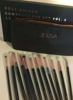 Набор кистей для макияжа глаз Zoeva Complete Eye Set Rose Golden Vol.1 12 шт с косметичкой