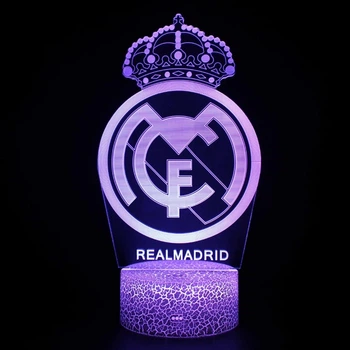 3D LED-ночник Реал Мадрид (Real Madrid) 22 см, футбольный светильник с USB и батарейками