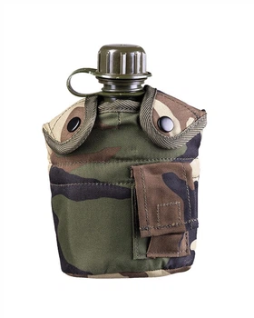 Фляга Mil-Tec 900ML з алюмінієвою чашкою Plastic Canteen Cover and Mug Woodland 14506020-900 (opt-M-T-8455)