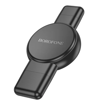 Беспроводное зарядное устройство Borofone BQ31 совместимость со смарт–часами Apple Watch 1–9, SE/SE2, Ultra/Ultra2 и Samsung Galaxy Watch 1/5, разъёмы Type–C и USB Black