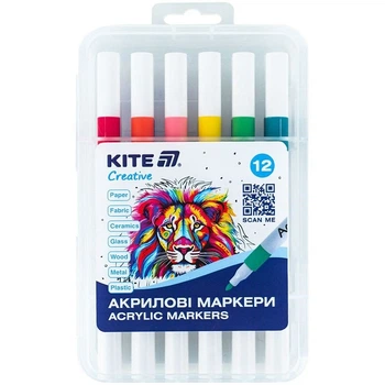 Маркери акрилові, набір 12шт, Kite Creative Kite (286851)