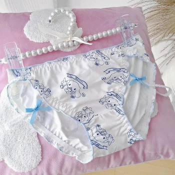 Трусики жіночі сліпи білі принт Синаморол Cinnamoroll Hello Kitty, жіночі трусики сліпи білого кольору з бантиками, XS/S