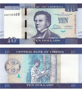 Банкнота 10 доларів Ліберія 2016 рік UNC