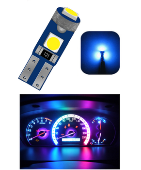 Светодиодная лампа T5 3030 3SMD - Насыщенный Синий Цвет 1 лампа