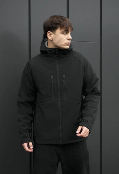 Мужская куртка стаф черная демисезонная Staff soft shell kade black XL (380434)