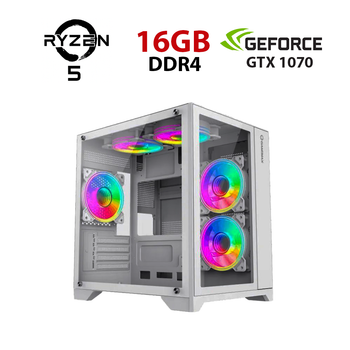 Игровой ПК Ice Infinity Mini White Tower / AMD Ryzen 5 5500 (6 (12) ядер по 3.6 - 4.2 GHz) / 16 GB DDR4 / 480 GB SSD / nVidia GeForce GTX 1070, 8 GB GDDR5, 256-bit