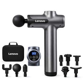 Ударный перкуссионный массажер Lenovo L-FAN003 - массажный пистолет 13 кг, 99 режимов, 8 насадок