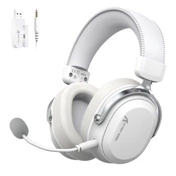 Геймерська бездротова (Bluetooth + 2,4G) гарнітура Attack Shark L30 PRO (вага 180 гр) White (L30PROW)