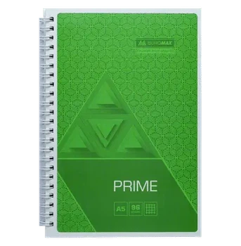 Зошит офісний Buromax PRIME А5 96л. пружина збоку клітинка в картонній обкладинці салатовий (BM.24551101-15)