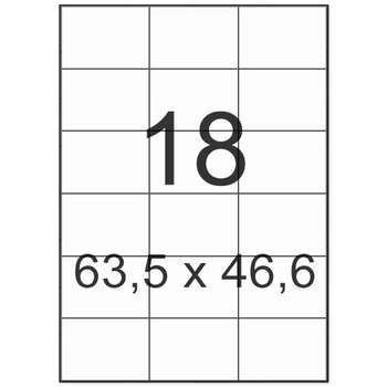 Етикетка самоклеюча 18шт. 63,5х46,6 мм А4 100 арк. (63,5х46,6А4)