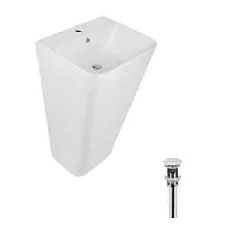 Комплект Qtap Tern: Раковина напольна моноблок 440х380х830 мм White + Донний клапан PU02O