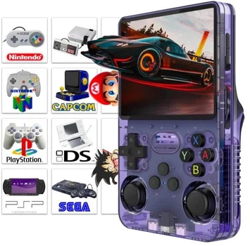 Портативна ігрова ретро приставка Game Master R36S Purple Original 64 GB/ROM 1GB/RAM для 15000 ігор