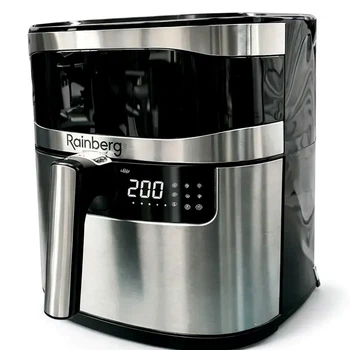 Аэрофритюрница безмасляная с двумя тенами Rainberg RB-2330 8.5 л 4200 Вт с сенсорным управлением и LED-дисплеем