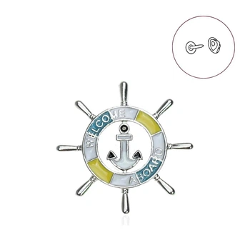 Значок (пин) BROCHE брошь бижутерия Море Штурвал Welcome Aboard разноцветный BRGV114795