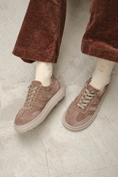 Женские замшевые кроссовки PARADIZE SHOES темно-бежевого цвета 41 размер (стелька 27,3 см)