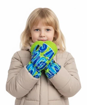 Детские перчатки лыжные с ярким принтом, на возраст 6-8 лет 16-4 Салатовые