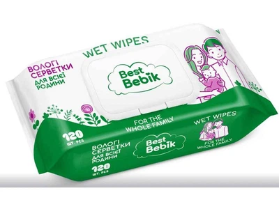 Вологі серветки BEST BEBIK 120шт Для всієї родини (клапан)