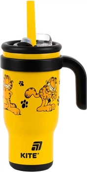 Термокухоль з трубочкою Kite Garfield 530 мл Помаранчевий (GF25-1266)