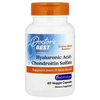 Гіалуронова кислота та хондроїтин сульфат Doctor's Best (Hyaluronic acid+Chondroitin sulfate) 50 мг/100 мг 60 капсул (DRB-00146)