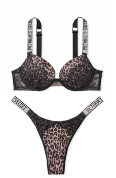 Комплект білизни Victoria’s Secret Shine Push-up Чорний з коричневим 36D-S