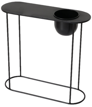 Stolik pomocniczy Pluto 92785 z miejscem na rośliny 56 cm metalowy Czarny (4066076492008)