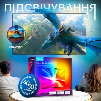 Набір адаптивного Ambilight підсвічування для 40-50" діагоналі, Govee TV Backlight 3 Lite RGBICW Matter