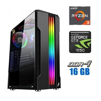 Іігровий ПК Tower / AMD Ryzen 3 4100 (4 (8) ядра по 3.8-4 GHz) / 16 GB DDR4 / 480 GB SSD / nVidia GeForce GTX 1650, 4 GB GDDR6, 128-bit / 500W