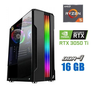 Ігровий ПК Tower / AMD Ryzen 5 5500 (6 (12) ядер по 3.6 - 4.2 GHz) / 16 GB DDR4 / 480 GB SSD / nVidia GeForce RTX 3060 Ti, 8 GB GDDR6, 256-bit / 600W