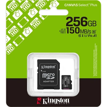 Карта Пам'яті Kingston Canvas Select Plus Gen3 microSDXC (UHS-1) 256gb 10 Class & Adapter Чорний