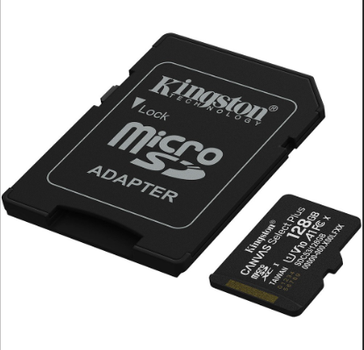 Карта Пам'яті Kingston Canvas Select Plus Gen3 microSDXC (UHS-1) 128gb 10 Class & Adapter Чорний