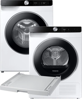 Пральна машина повногабаритна Samsung WW10FG6U3ELKUA + Сушильна машина Samsung DV90T6240LK/UA + Сполучний комплект Samsung SKK-UDW (8806090760808) (комплект)