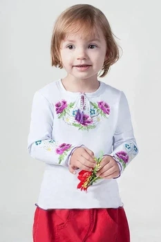 Вишиванка для дівчинки Lesia Маки фіолет ріст 104 на білому 96231027104