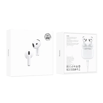 Беспроводные TWS наушники Hoco EW85 ANC около 4 часов работы,Bluetooth V5.4 (чип JL7006F4) ёмкостью 300mAh и разъёмом Type–C White