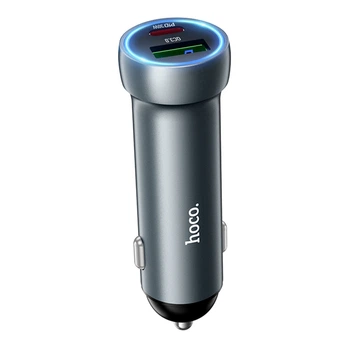 Автомобільний Зарядний Пристрій Hoco Z54A 1USB-A QC18W/1USB-C PD30W Total 48W Сiрий