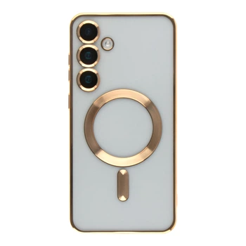 Противоударный Чехол TPU Metallic Full Camera with Magsafe для Samsung Galaxy S24 5G (S921) Gold