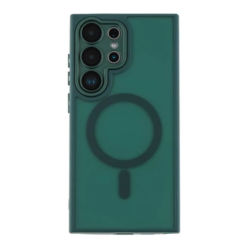 Чохол TPU+PC Magnetic Matte Camera Lens with Magsafe для Samsung Galaxy S25 Ultra 5G (S938) Dark Green