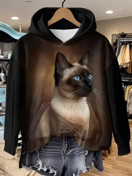 Худі жіноче Яскраво сіамський кіт 2XL коричневе