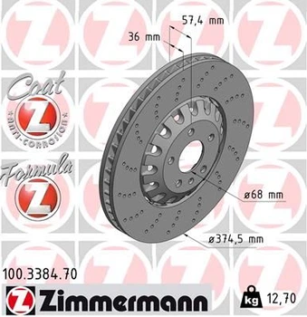 Гальмівний диск Zimmermann (100.3384.70)