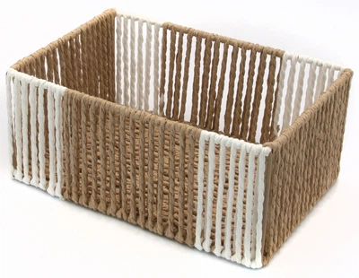 Корзина плетеная Hold&Home прямоугольная 25x17x11 см Бело‑бежевая (HW74791-2)