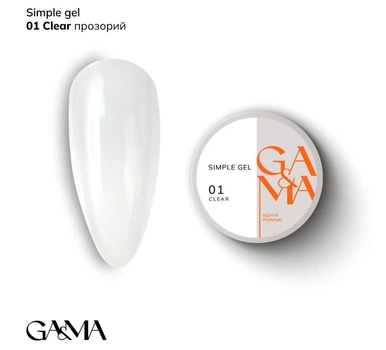 Гель для наращивания ногтей (прозрачный) Simple gel 001 Clear GA&MA (GÉMELY), 30 мл